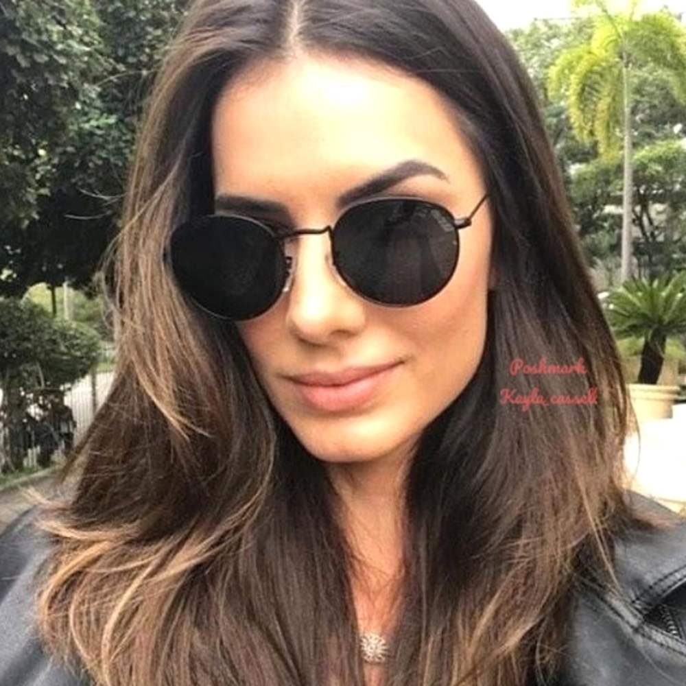 RayBan Round Metal Black Lenses RB3447 Black Frame New